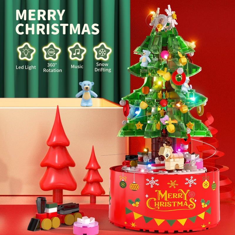 Christmas Building Blocks Compatible With Lego Christmas Tree Snow Music Box Assembled Toys With Lights Children'S Holiday Gifts - Image 3